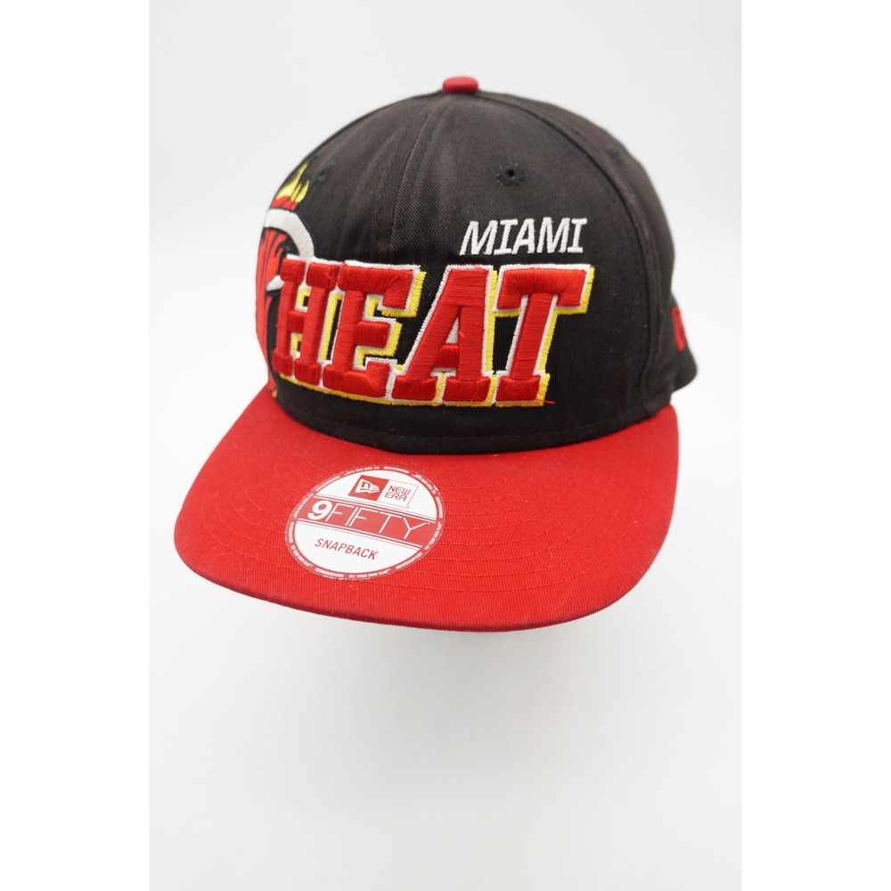 New Era 9Fifty Miami Heat Snapback Hat Baseball Cap Black NBA Basketball